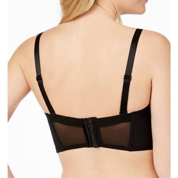 Calvin Klein Black Rose Lace Strapless Longline Bra QF4565, 34C NWT - Picture 2 of 10